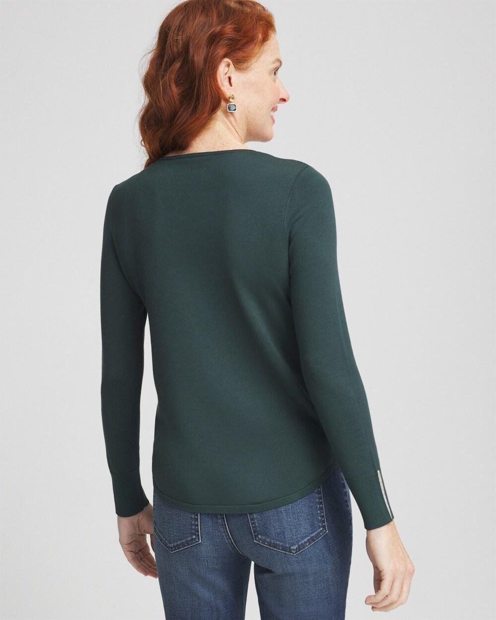 Caviar Trim V-Neck Pullover Sweater Product Image