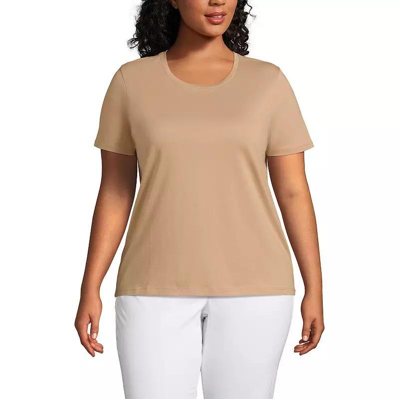 Plus Size Lands End Relaxed Supima Cotton Crewneck Tee, Womens Mint Ivory Product Image