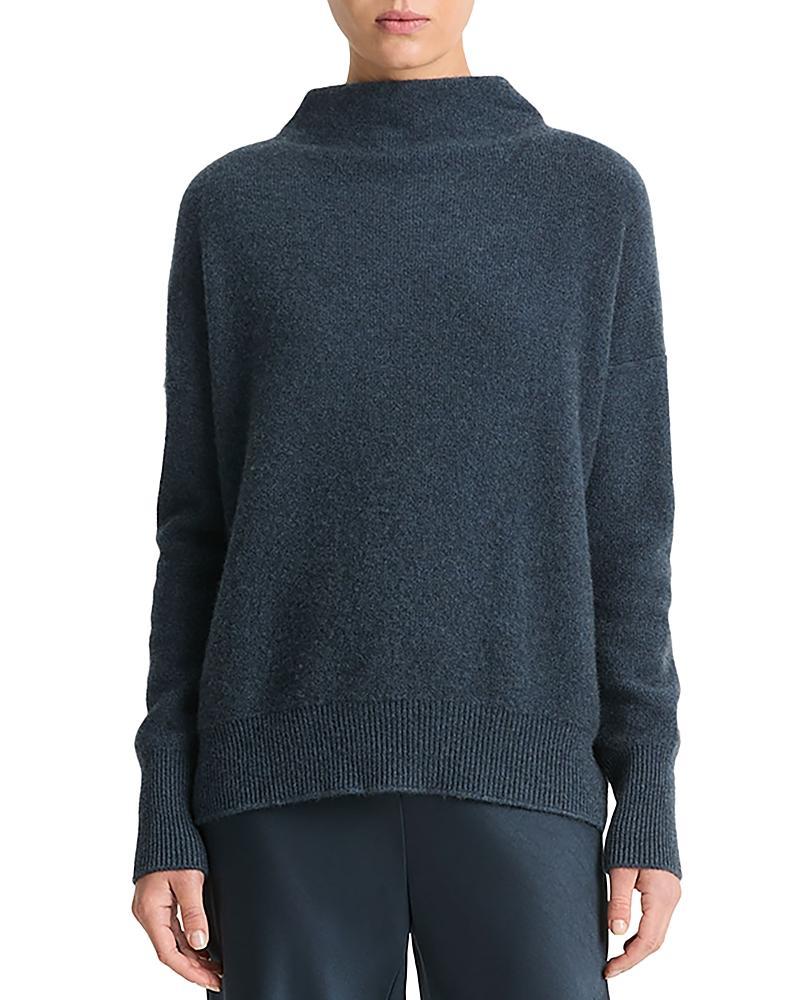 Vince Boiled Funnel Neck Pullover (Heather Tide Stone) Women's Clothing Product Image