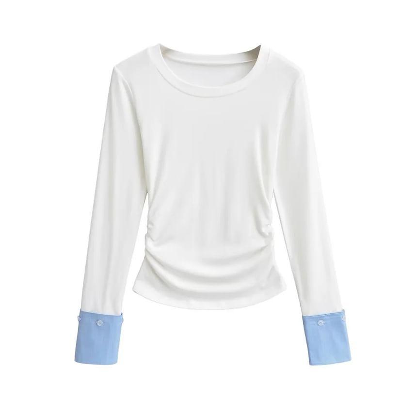 Mock Two-Piece Long-Sleeve Crewneck Tee Product Image