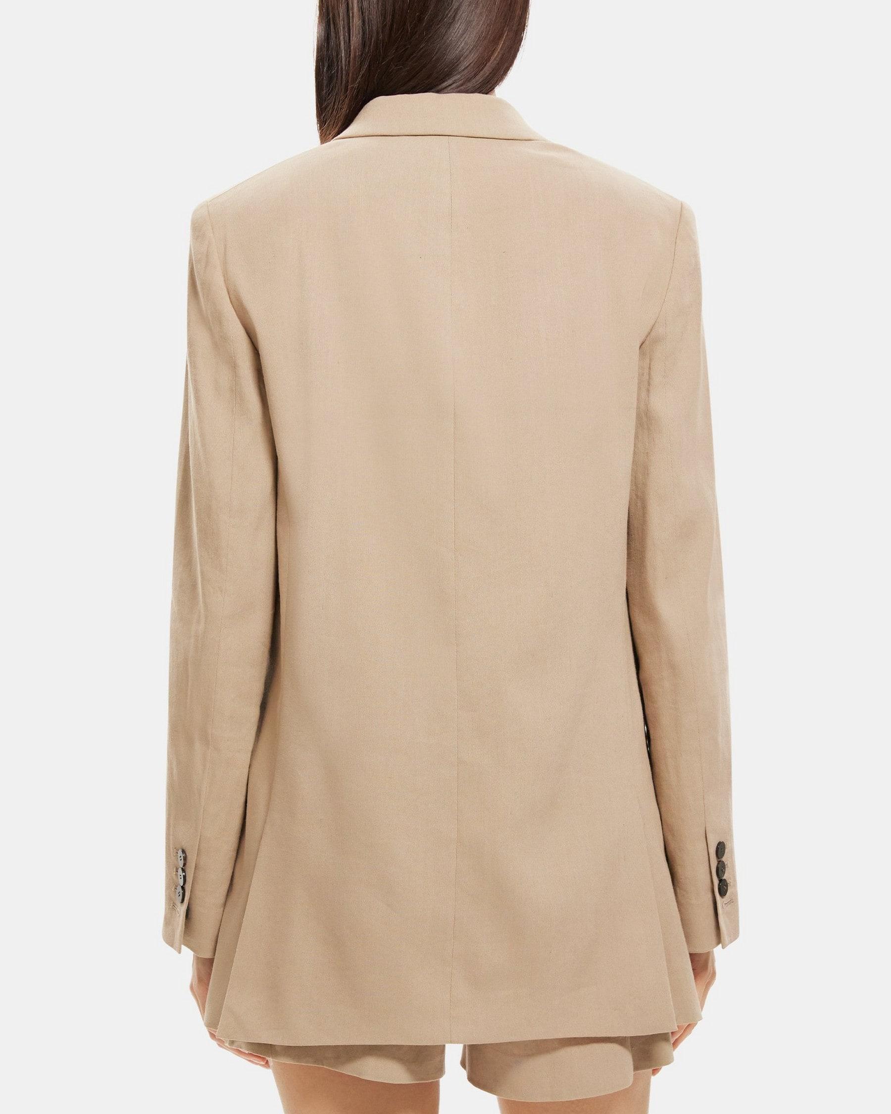 Double-Breasted Blazer in Linen-Blend Product Image