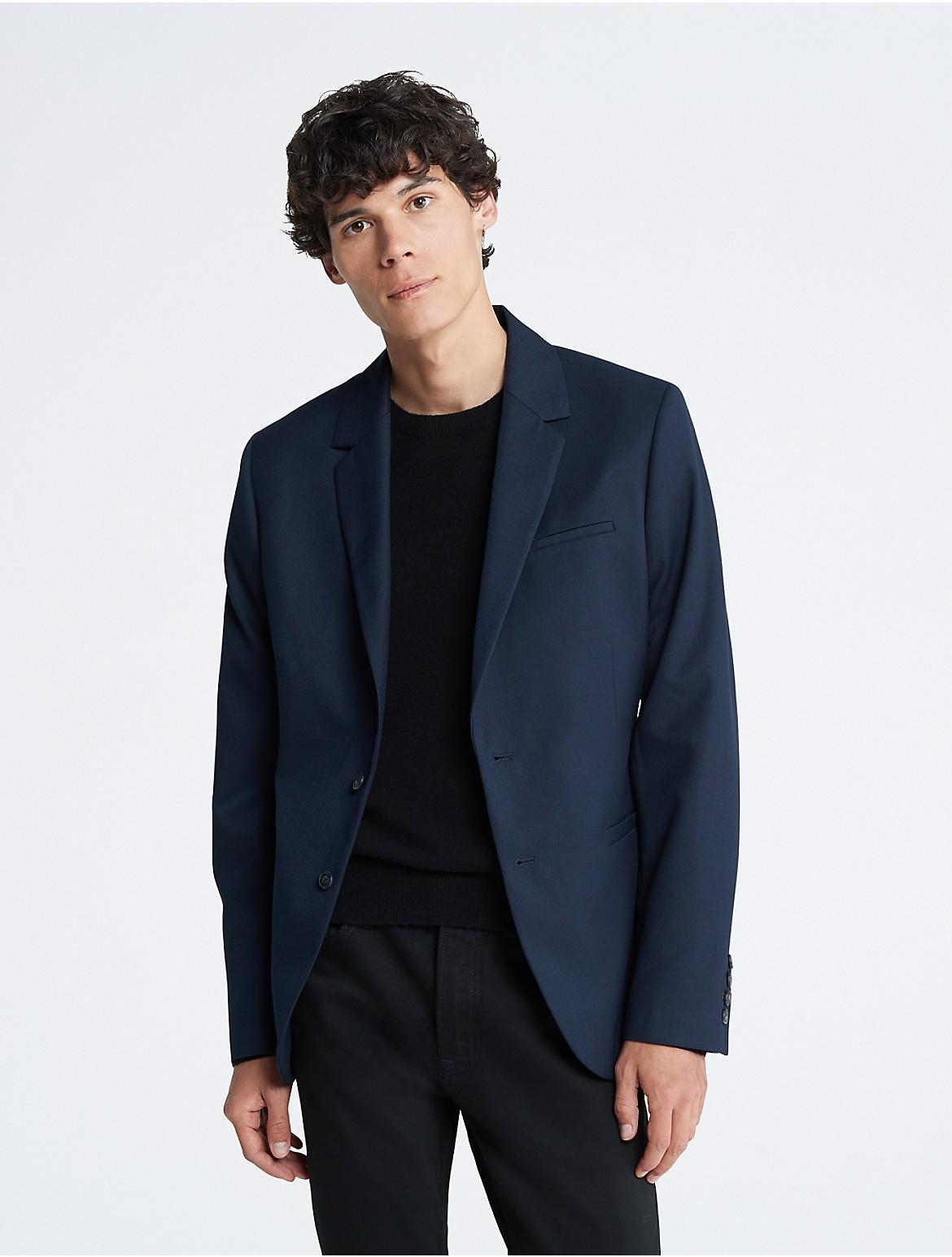 Calvin Klein Mens Refined Twill Slim Blazer - Blue - XS Product Image