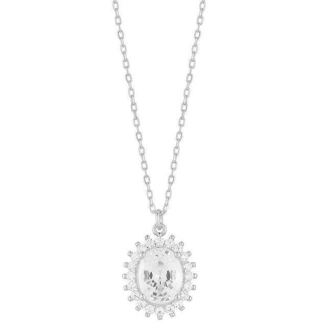 Sunkissed Sterling Cubic Zirconia Vintage Pendant Necklace, Womens Silver Tone Product Image