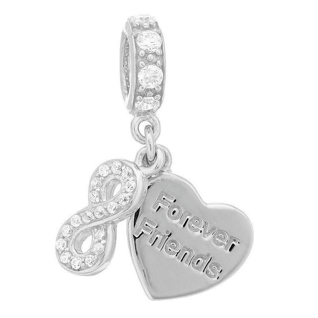 SIRI USA by TJM Sterling Silver Cubic Zirconia Forever Friends Infinity Heart Charm, Womens Product Image