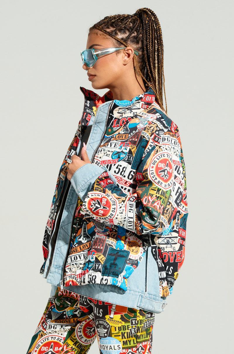 RED LIGHT LAYERED GRAPHIC BOMBER Product Image