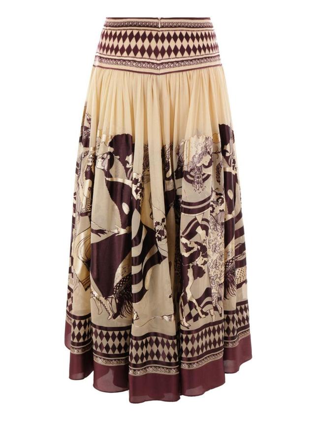 Illustration Otto Metallic Silk-blend Jacquard Maxi Skirt In Multi Product Image