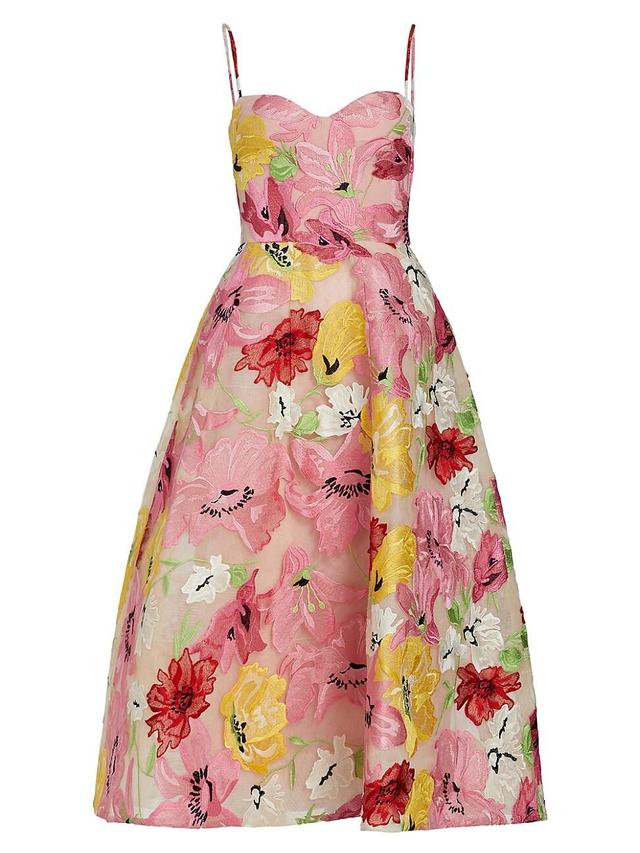 Womens Floral-Embroidered Sweetheart Maxi Dress Product Image