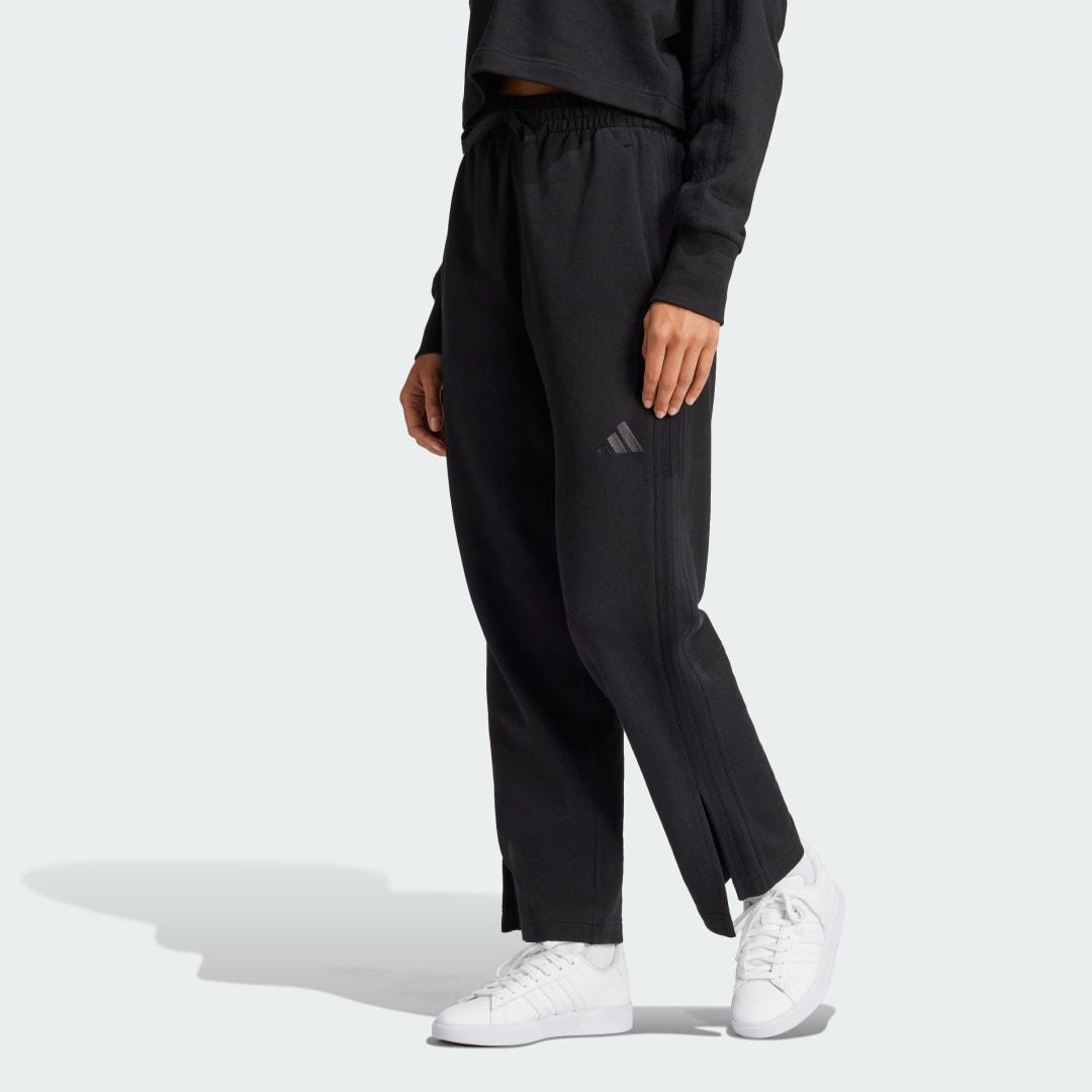 adidas ALL SZN French Terry 3-Stripes Straight Leg Pants Black S Womens Product Image