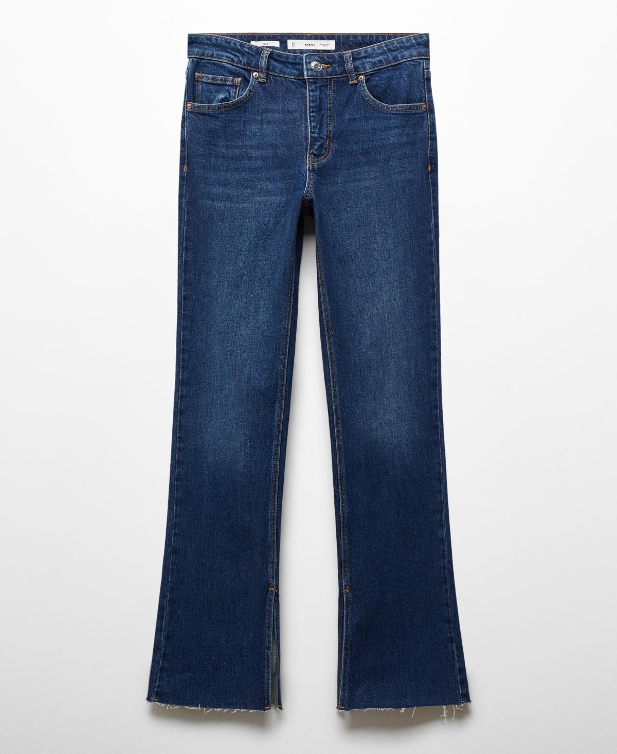 MANGO - Medium-rise straight jeans with slits dark blueWomen Product Image