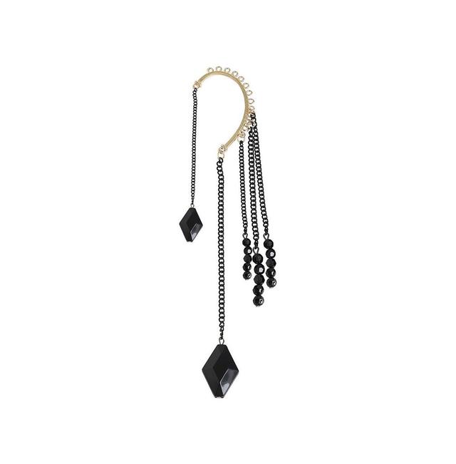 Sohi Womens Black Chain-link Drop Ear cuff Product Image