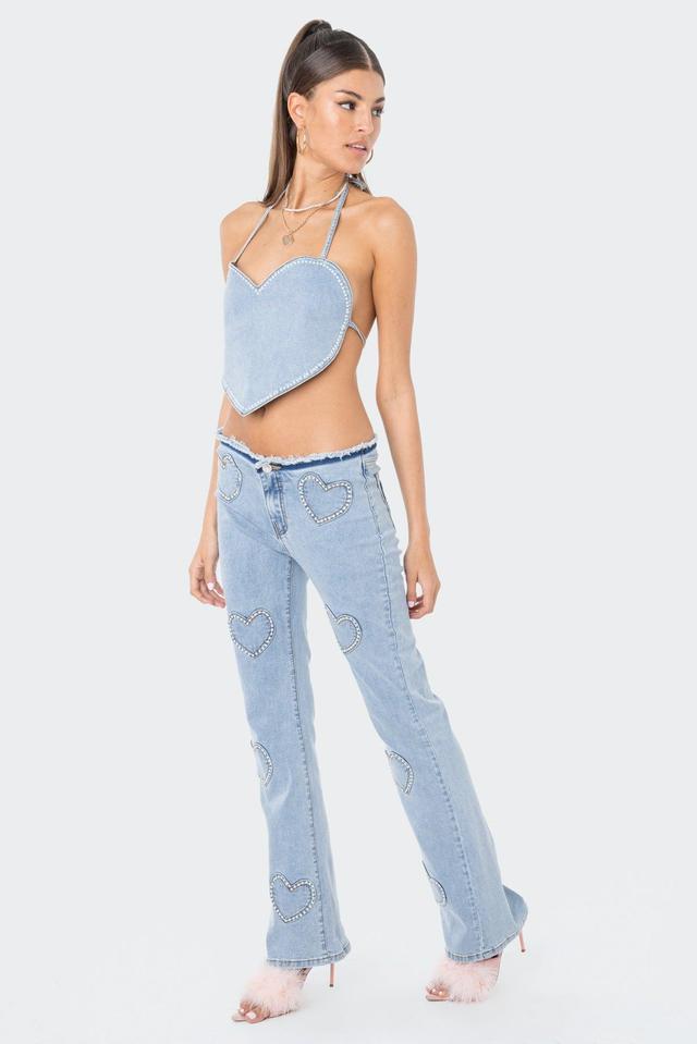 Pearly Heart Low-Rise Jeans Product Image