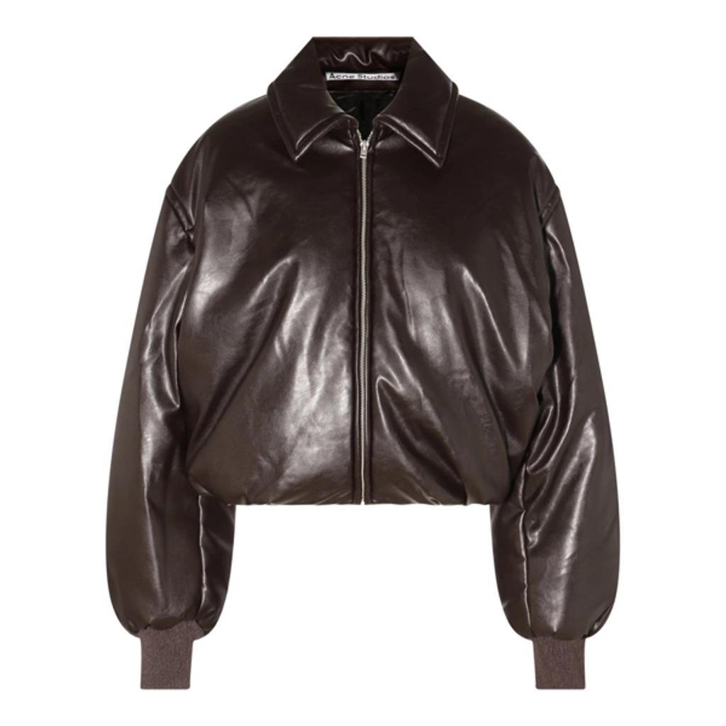 ACNE STUDIOS Coated Bomber Jacket In Brown Product Image