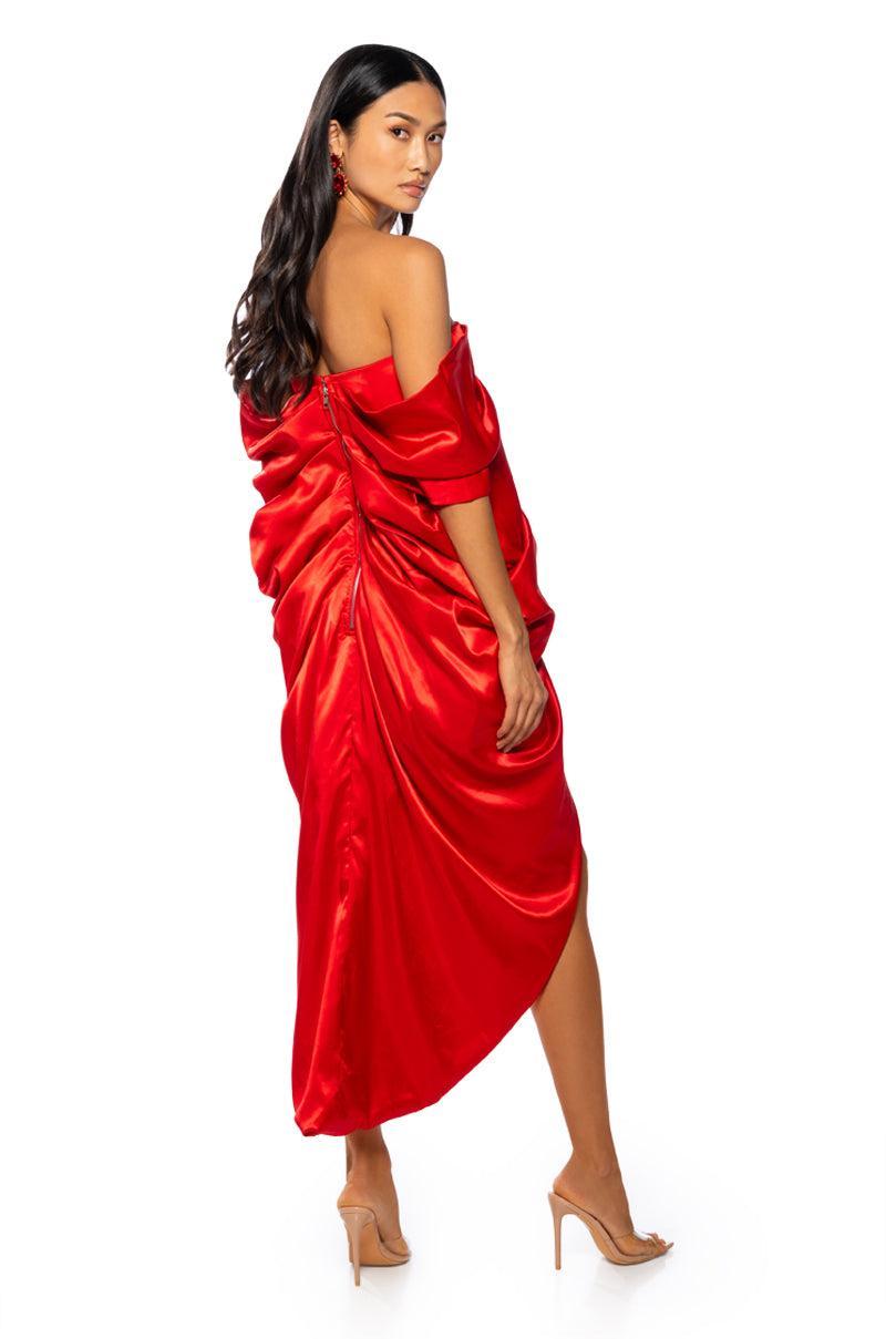 SEALED WITH A KISS SATIN MIDI DRESS Product Image