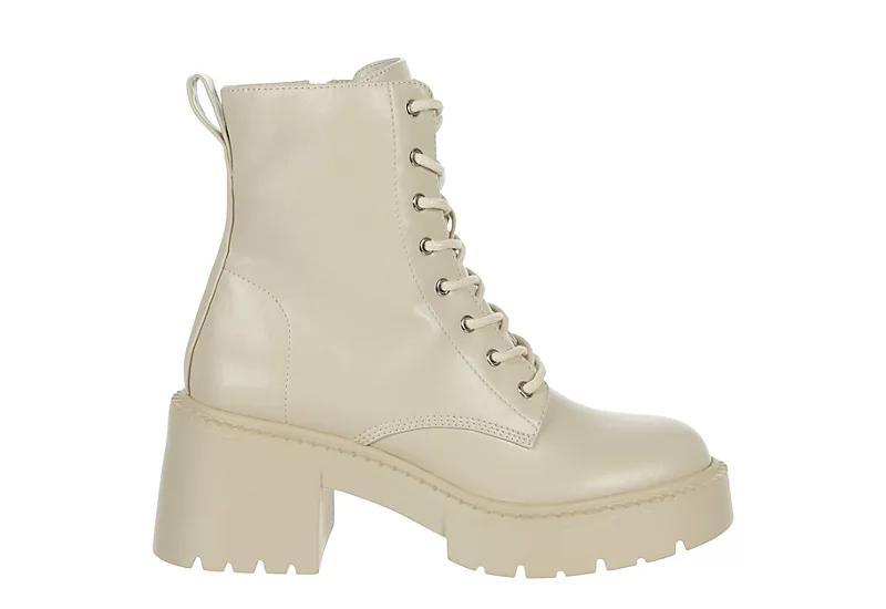 madden girl Talent Womens Combat Boots White Product Image