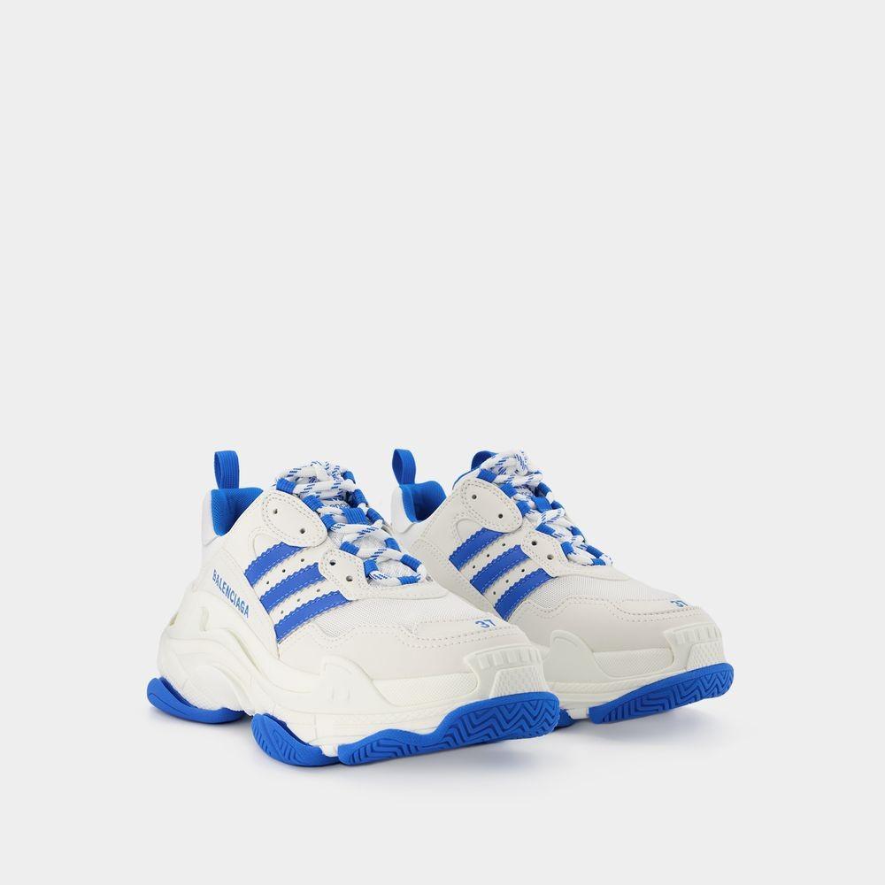 BALENCIAGA Triple S "a" Sneakers  - White/blue Product Image