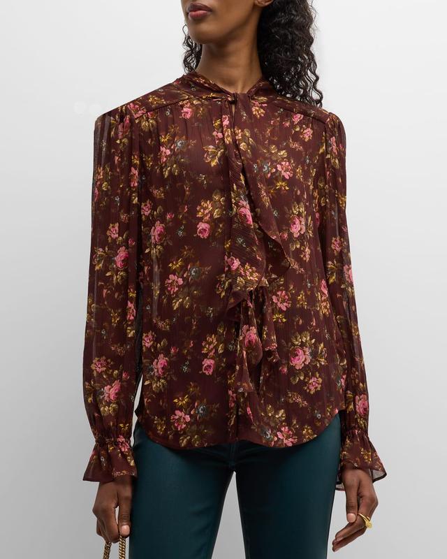 Clemency Crinkled Long Sleeve Floral Blouse Product Image