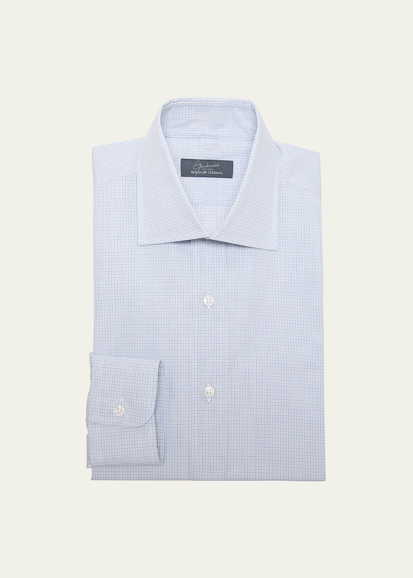 Mens Micro-Check Cotton Dress Shirt Product Image