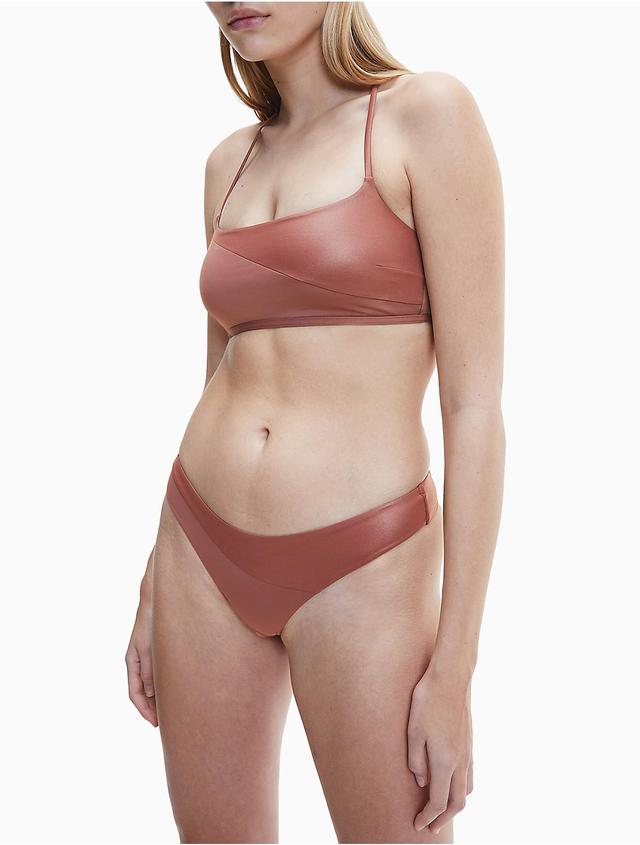 Calvin Klein Womens Core Essentials Brazilian Bikini Bottom - Brown - XL Product Image