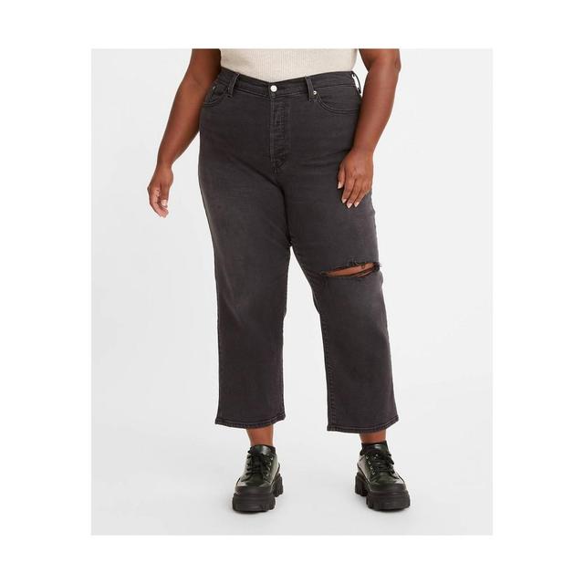 Plus Size Levis Wedgie High-Rise Straight Leg Jeans, Womens Black Product Image