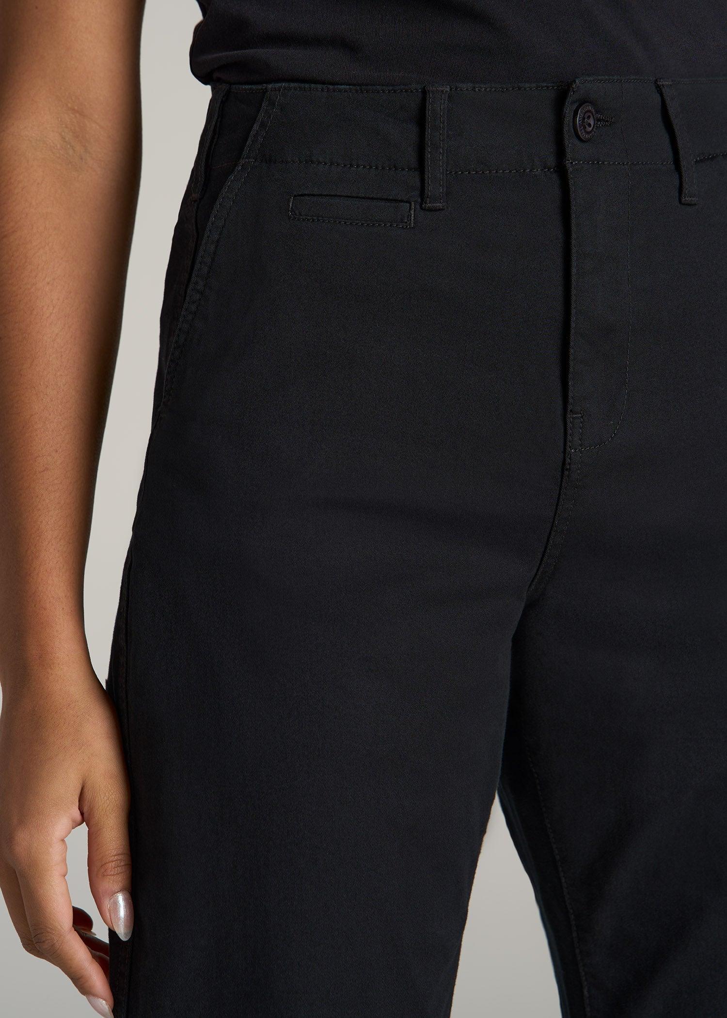 High Rise Tapered Chino Pants for Tall Women in Washed Black Product Image