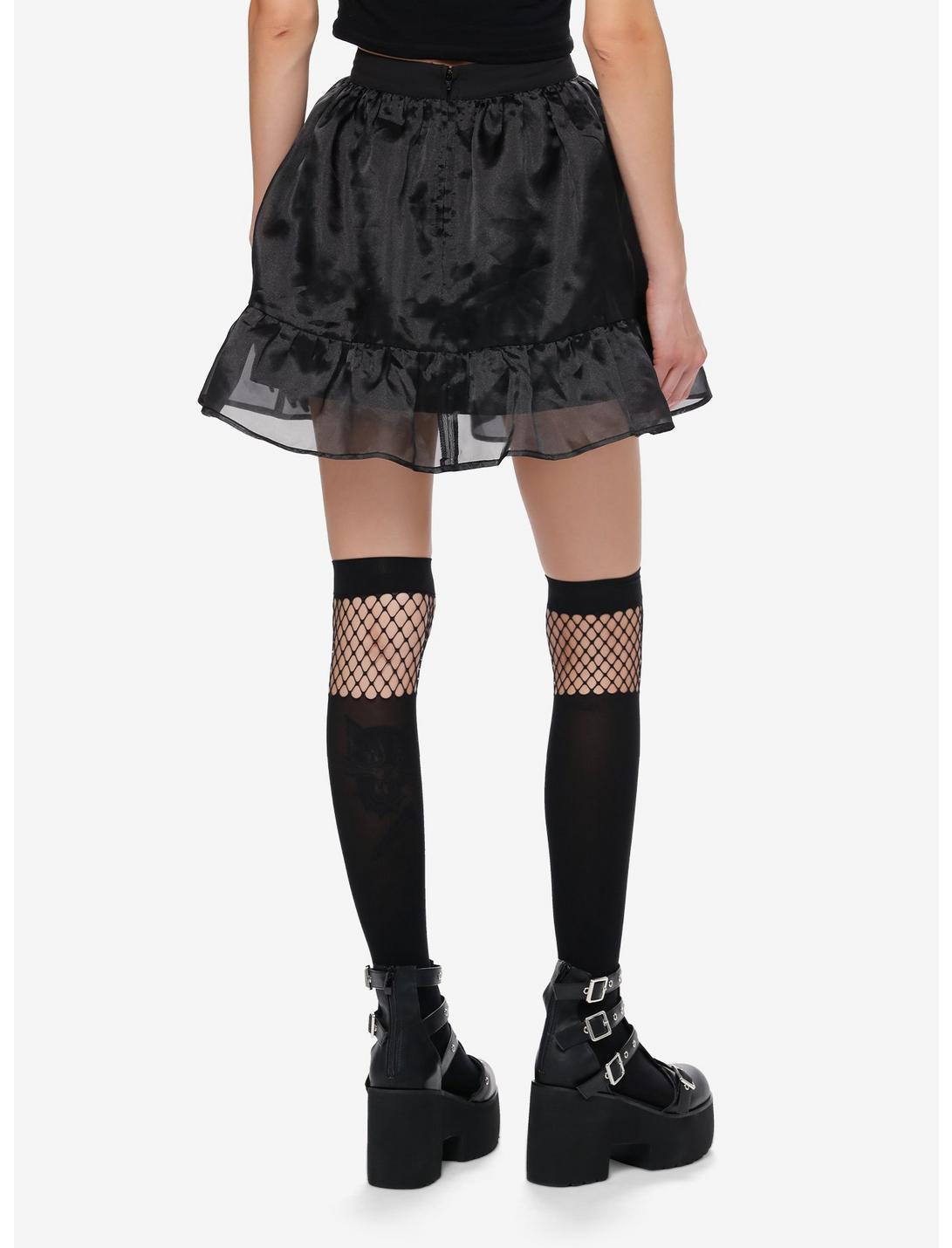 Cosmic Aura Black Organza Bow Mini Skirt Product Image