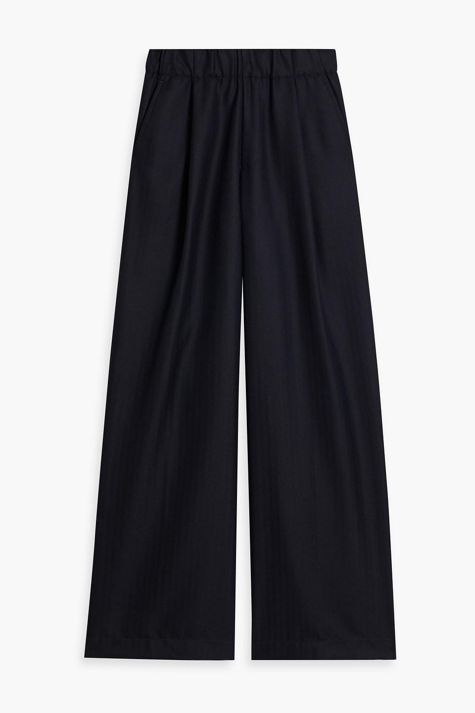 Navy Wide Wool Trousers In 509 Navy Product Image