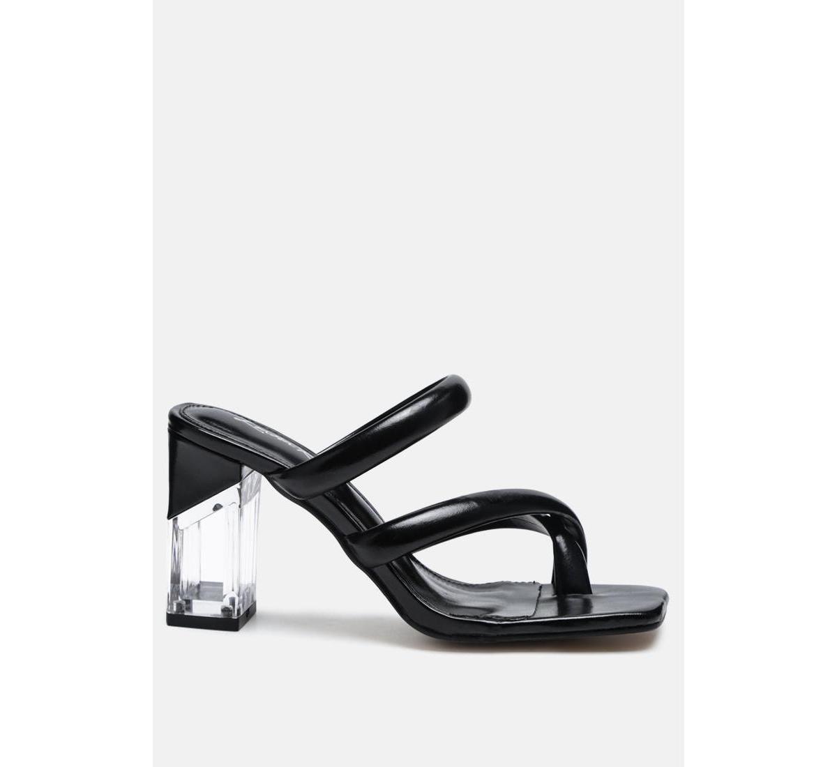 London Rag Erised Clear Heel Womens Toe Ring Slide Sandals Black Product Image