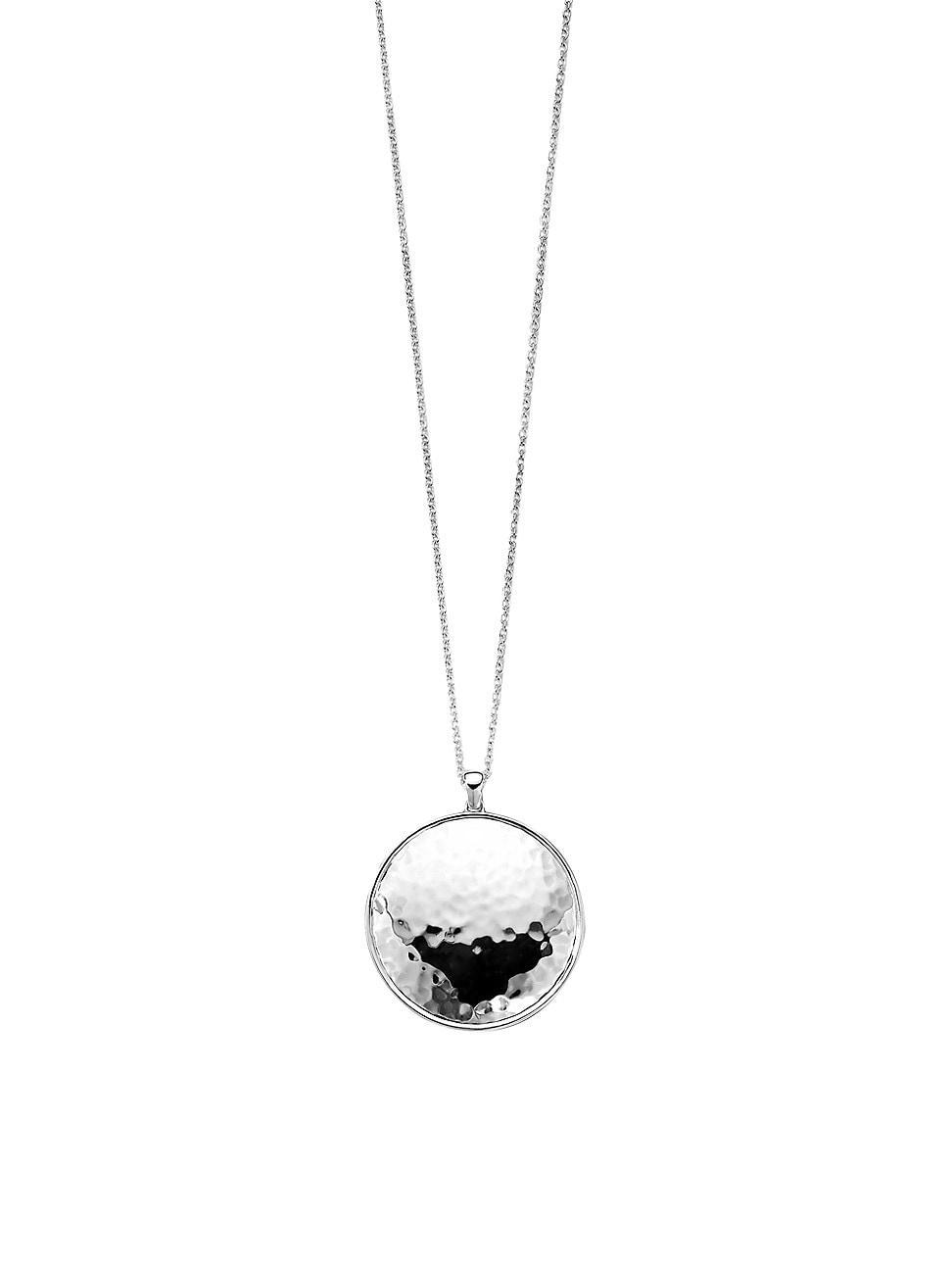 Womens Goddess Sterling Silver Large Hammered Pendant Necklace Product Image