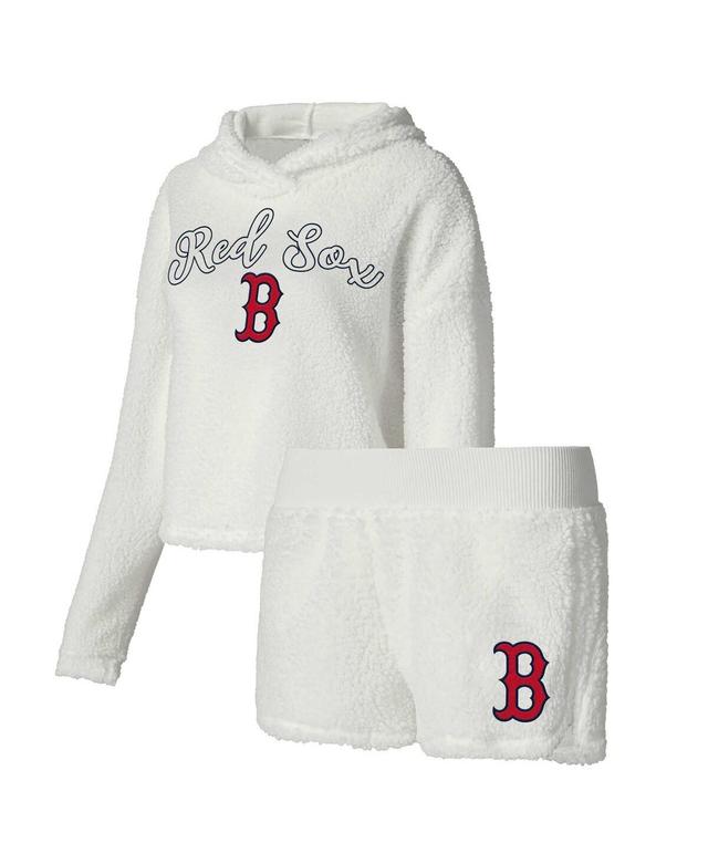 Womens Concepts Sport Cream Boston Red Sox Fluffy Hoodie Top & Shorts Sleep Set Product Image