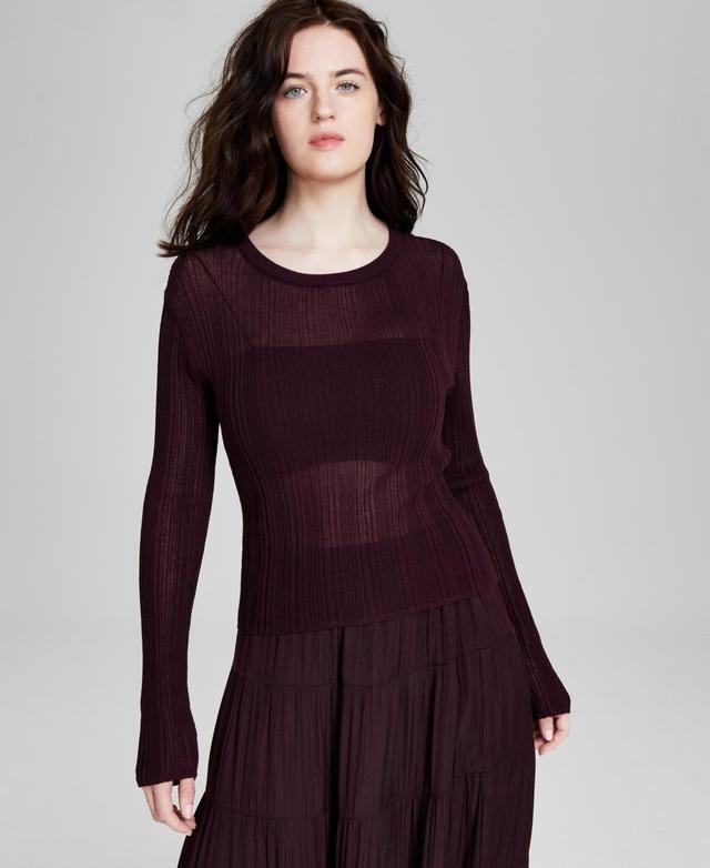 And Now This Womens Thin Ribbed Long-Sleeve Sweater, Created for Macys Product Image