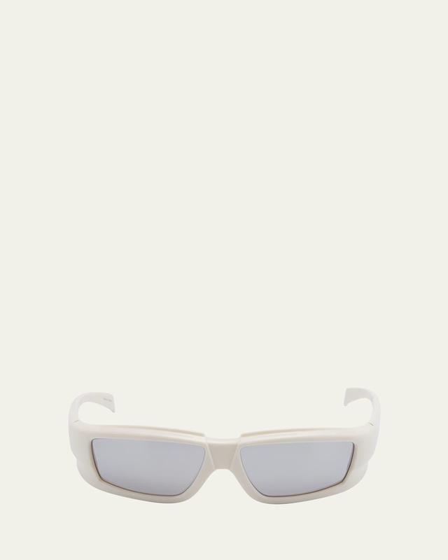 Rick Owens Men's Rick Rectangle Sunglasses  - CREAM/SILVER Product Image