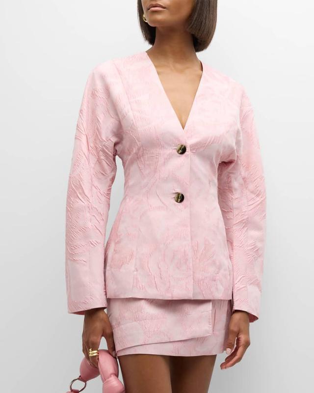 Textured Cloqué Curve-Sleeve Blazer Product Image