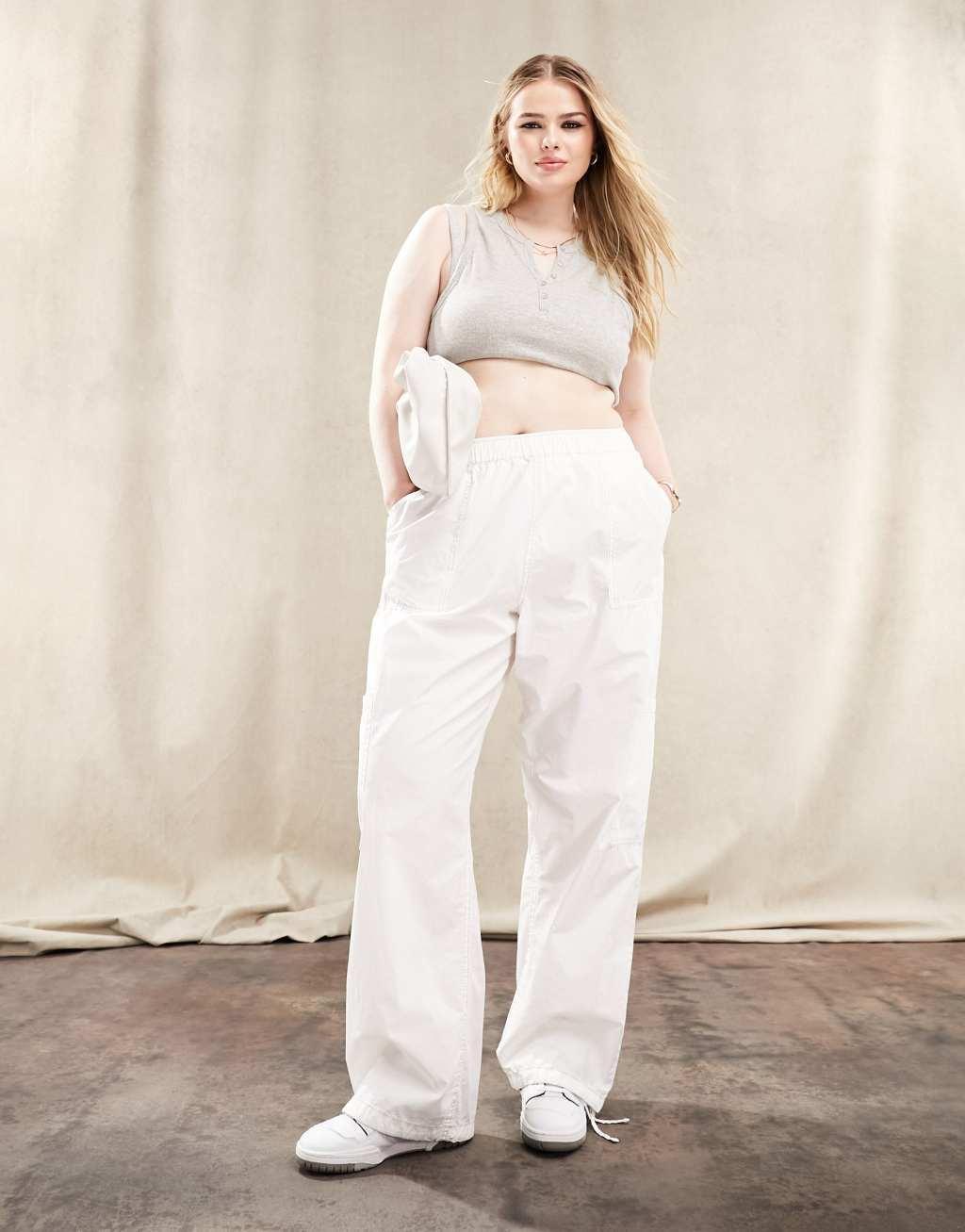 ASOS DESIGN Curve clean pull-on cargo pants in white Product Image