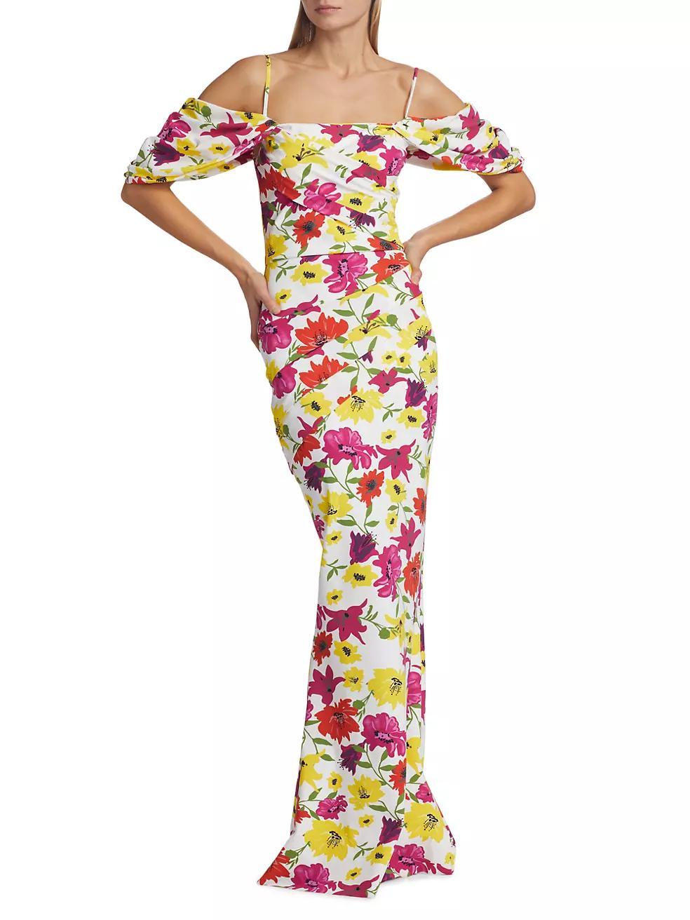 Unifila Draped Floral Gown Product Image