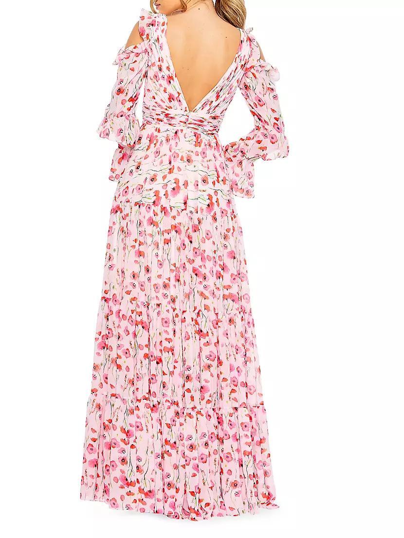 Floral Ruffle-Sleeve Gown Product Image