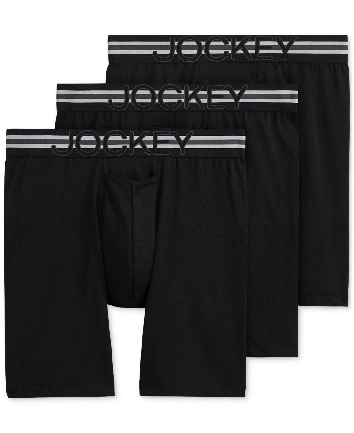 Jockey Mens Stability Pouch Stretch 9 Long Leg Boxer Brief - 3 Pack - Soft Sky Blue/midnight Desert Camo Product Image