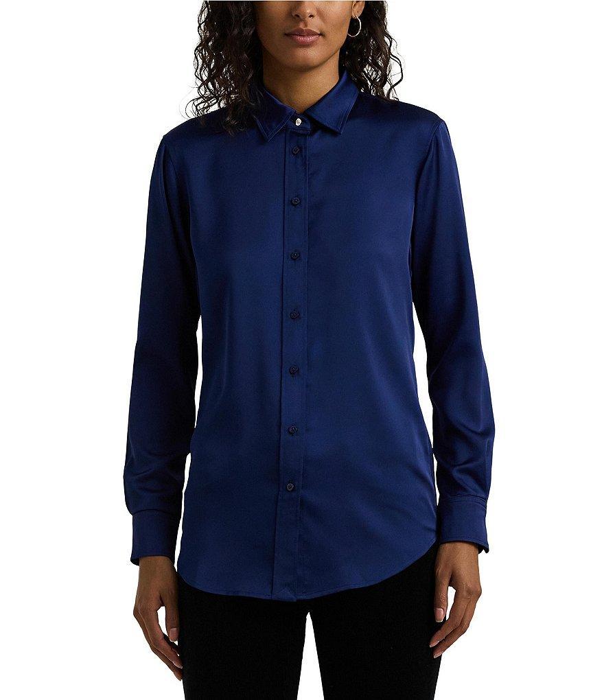 Lauren Ralph Lauren Classic Fit Satin Charmeuse Shirt Product Image