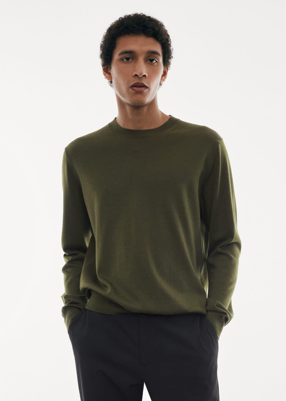 MANGO MAN - Merino wool washable sweater khakiMen Product Image