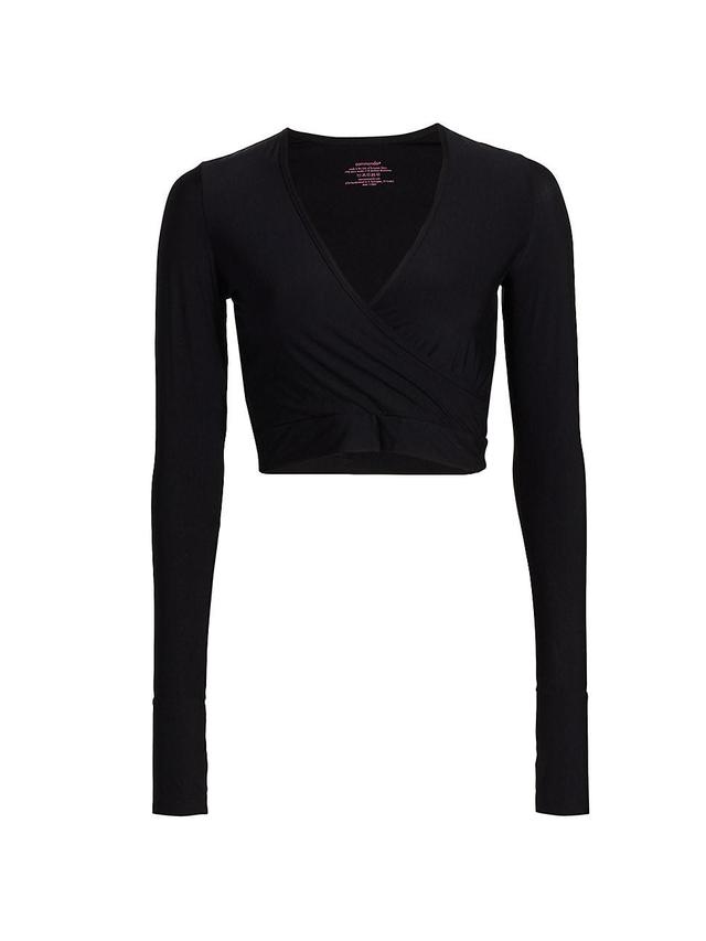 Womens Wrap Long Sleeve Cropped Top Product Image