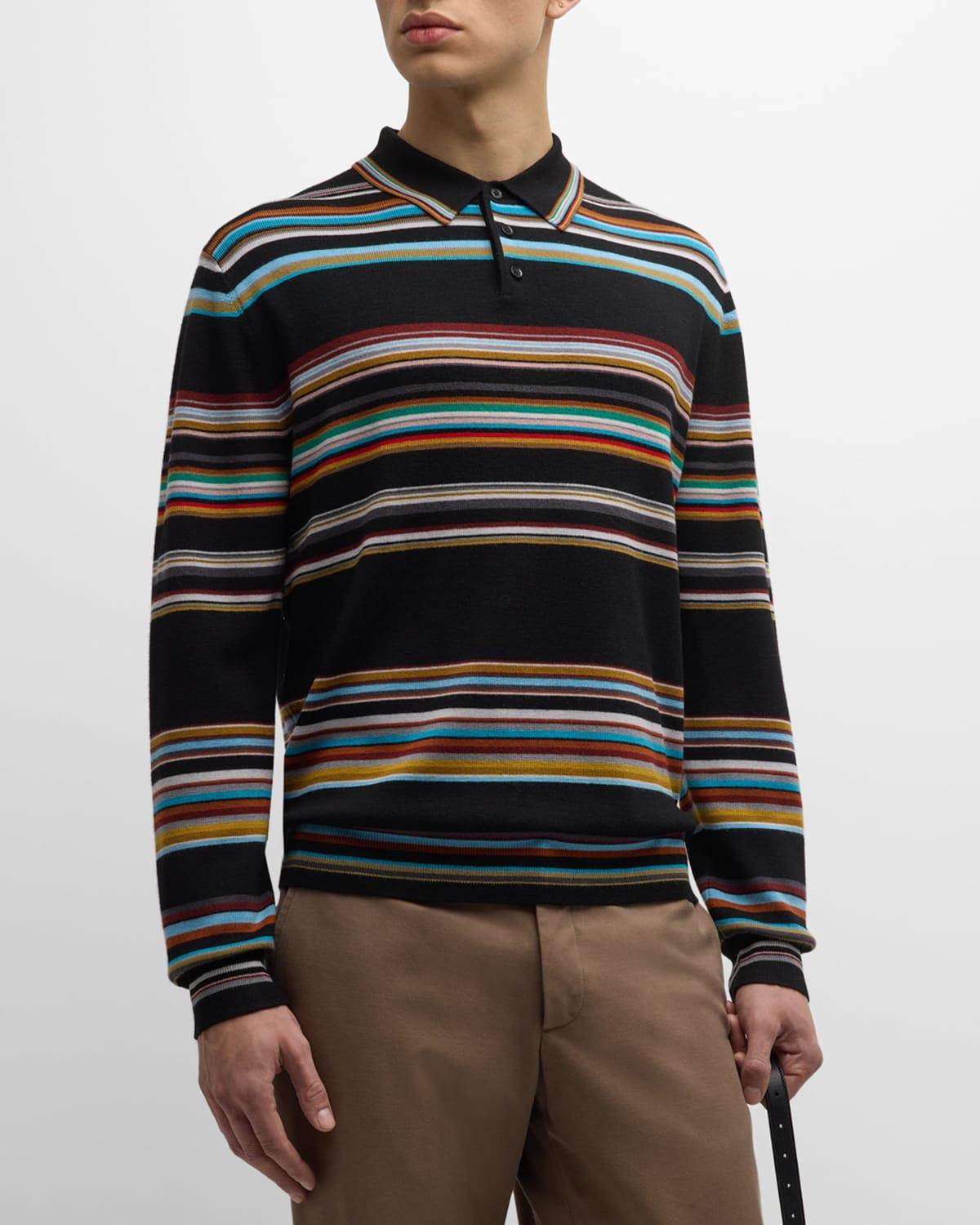 Mens Signature Stripe Knit Polo Shirt Product Image