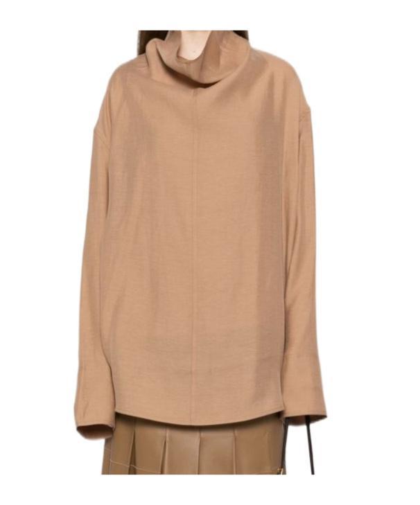 TOTÊME Funnel-neck Organza Blouse In Nude Product Image