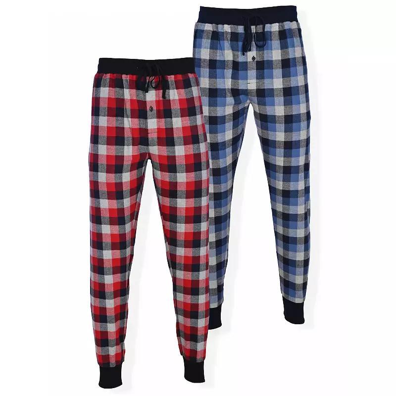 Mens Hanes 2-pack Plaid Flannel Jogger Pajama Pants Red Product Image