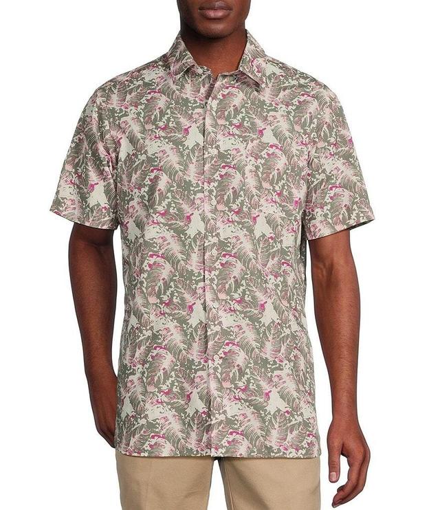 Cremieux Blue Label Slub Palms Print Short Sleeve Woven Shirt Product Image