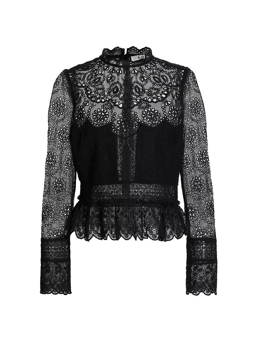 Lainey Embroidered Tulle Long-Sleeve Top product image