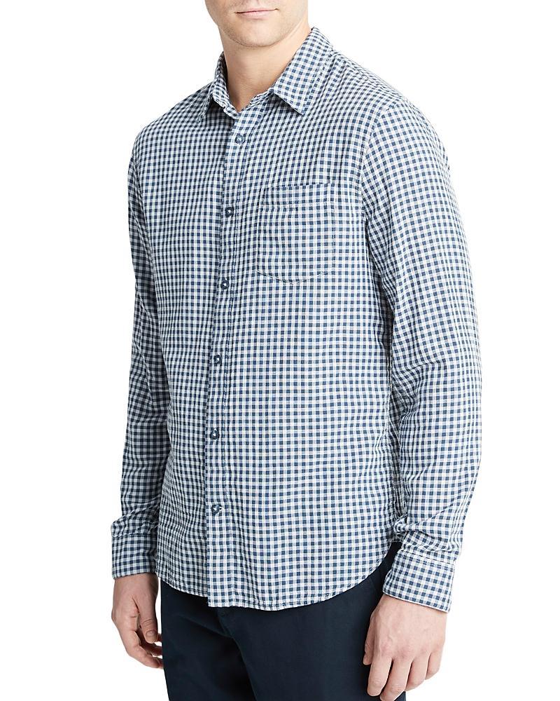 Vince Mojave Plaid Long Sleeve (Deep Indigo/Optic White) Men's Jacket Product Image