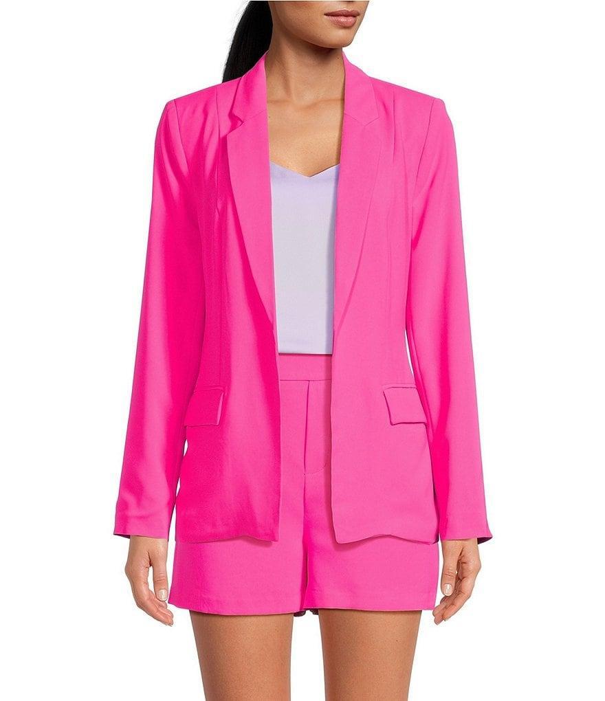 Skies Are Blue Notch Lapel Long Sleeve Flap Pocket Open Front Coordinating Blazer Product Image