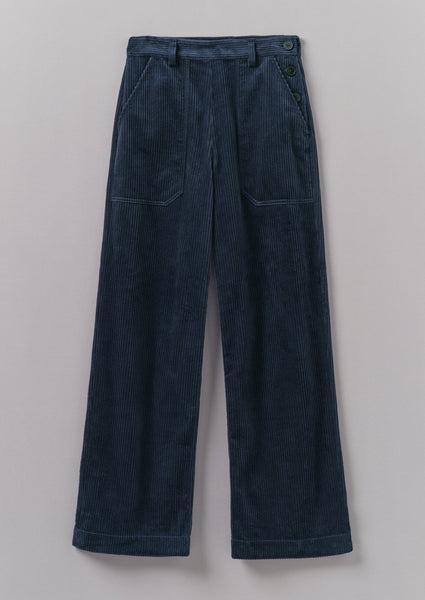 Annie Organic Cord Full Length Pants | Dusty Navy Product Image