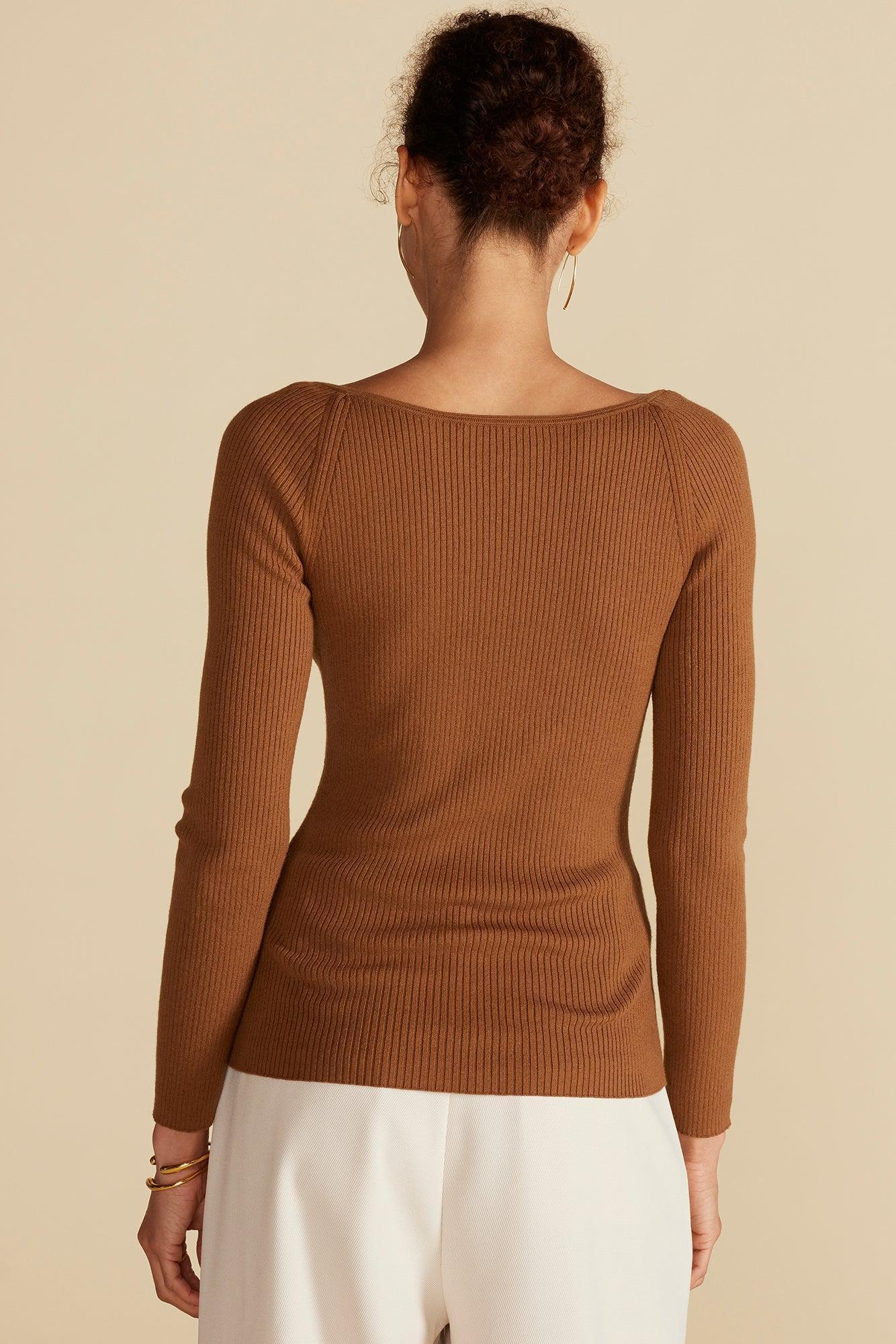 Maelle Square Neck Sweater - Almond Brown Product Image