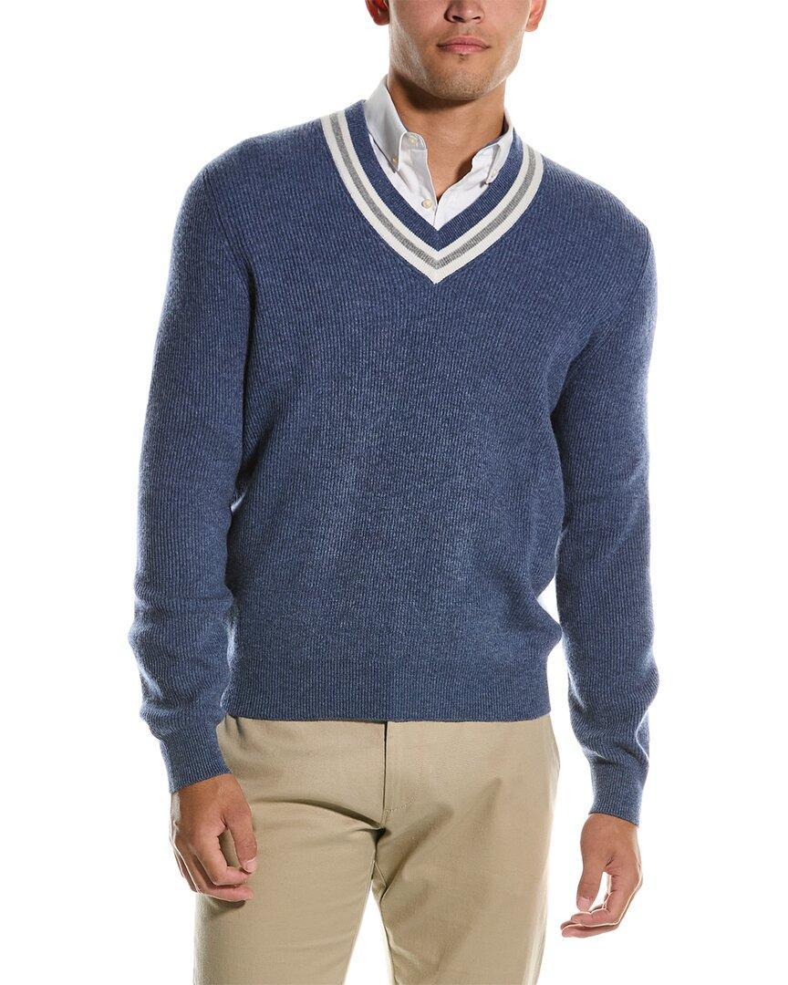 V Neck Cashmere Sweater In Blue Product Image