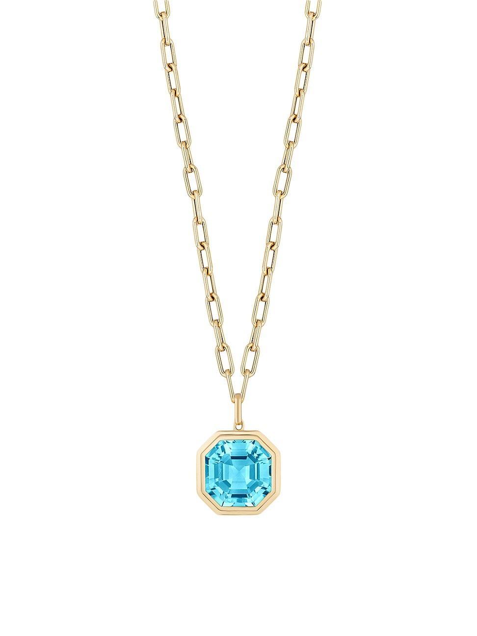 Womens Manhattan 18K Yellow Gold & Blue Topaz Pendant Necklace Product Image